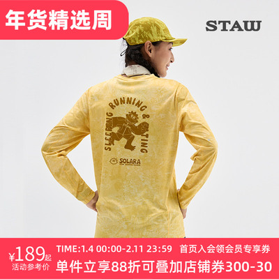 STAW世拓主题印花“SOSO”跑步长袖T恤男抗菌训练运动IP速干衣女T