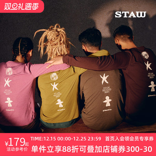 STAW世拓自然之力跑者印花长袖T恤男跑步运动训练马拉松速干衣女T