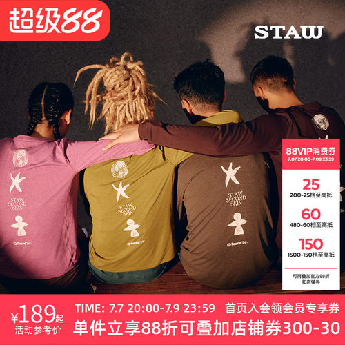 STAW世拓自然之力跑者印花长袖T恤男跑步运动训练马拉松速干衣女T