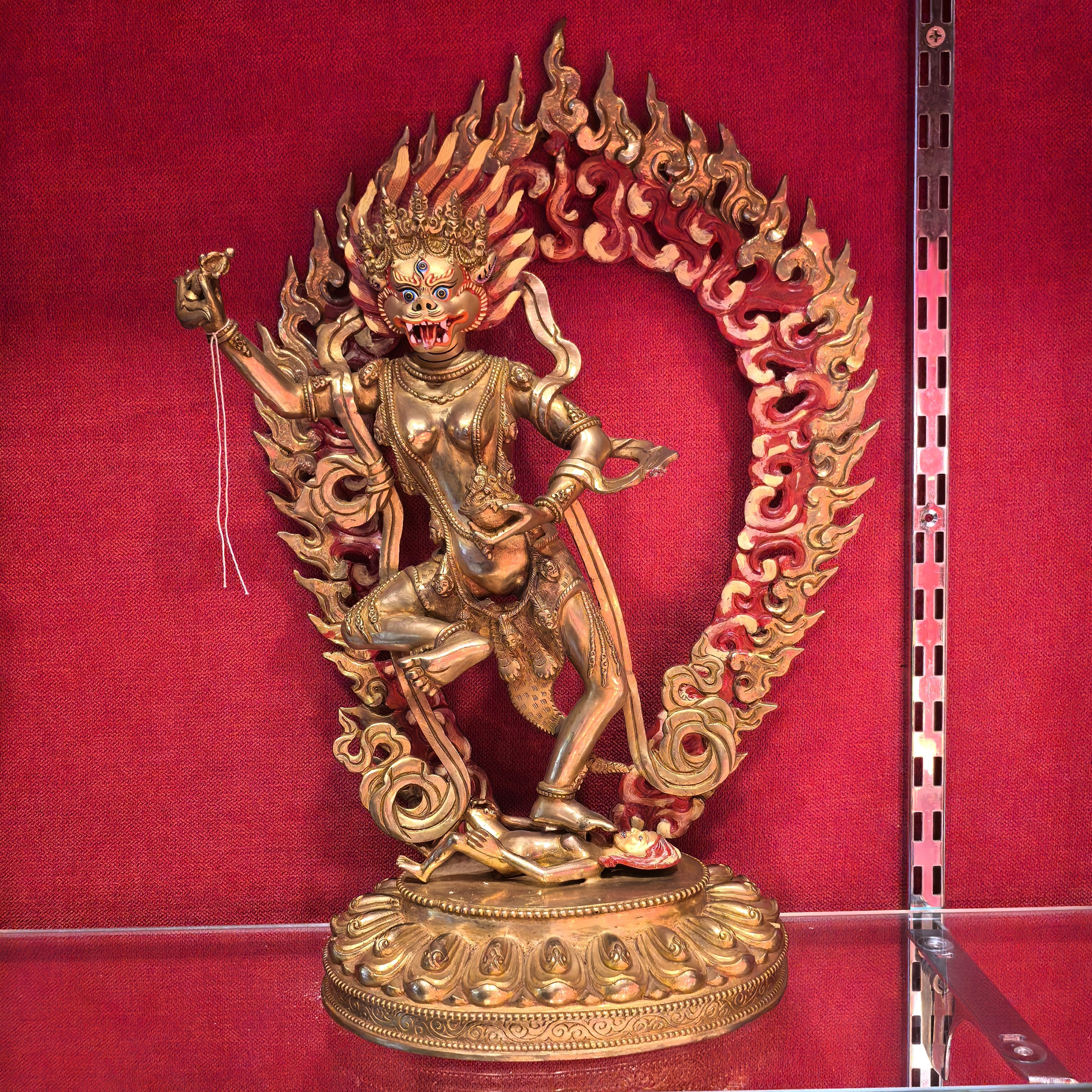 狮面空行母/空行母/39cm 尼泊尔手工鎏金佛像