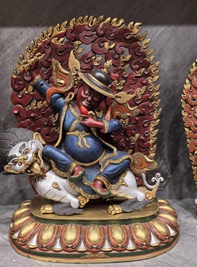 单坚护法/丹坚护法/单坚多杰列巴/金刚善/50cm尼泊尔鎏金老佛像