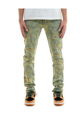 KDNK个性破洞割烂美式修身全棉微弹显瘦休闲潮流男牛仔裤-KND4613