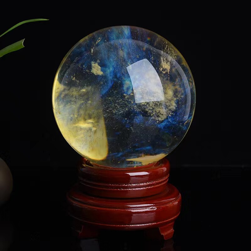 天然原石熔炼黄水晶球摆件招财聚财旺财风水球现货厂家直销