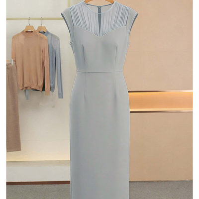 2026夏季新款女法式优雅气质小众设计感收腰显瘦无袖连衣裙D5817