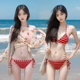 比基尼泳衣女三角辣妹性感露背显瘦泡温泉纯欲游泳海边沙滩度假风