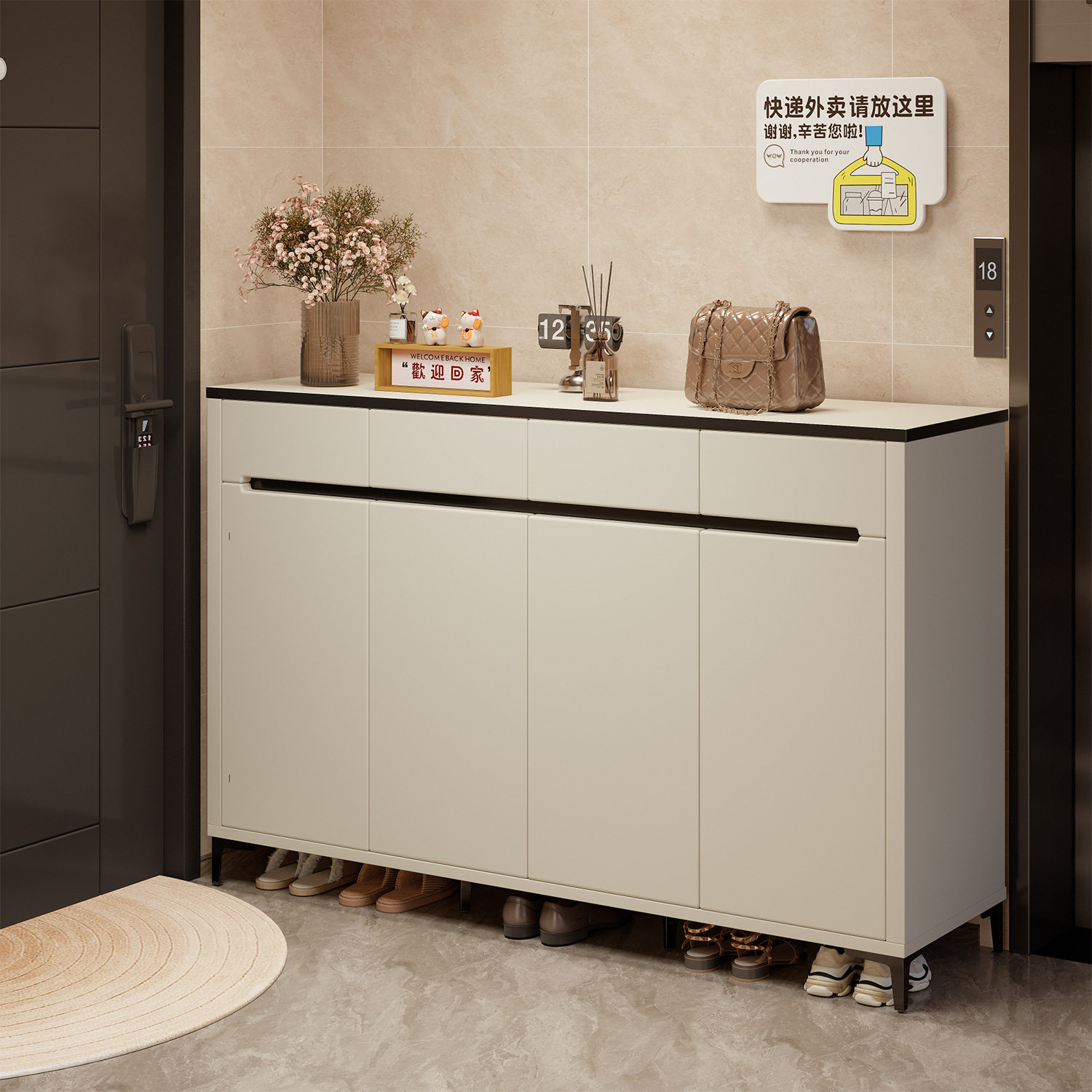 烤漆鞋柜家用门口入户玄关柜一体靠墙2025新款爆款室内收纳柜子,住宅家具,鞋柜,淘宝优惠券,粉丝福利购,淘宝优惠卷
