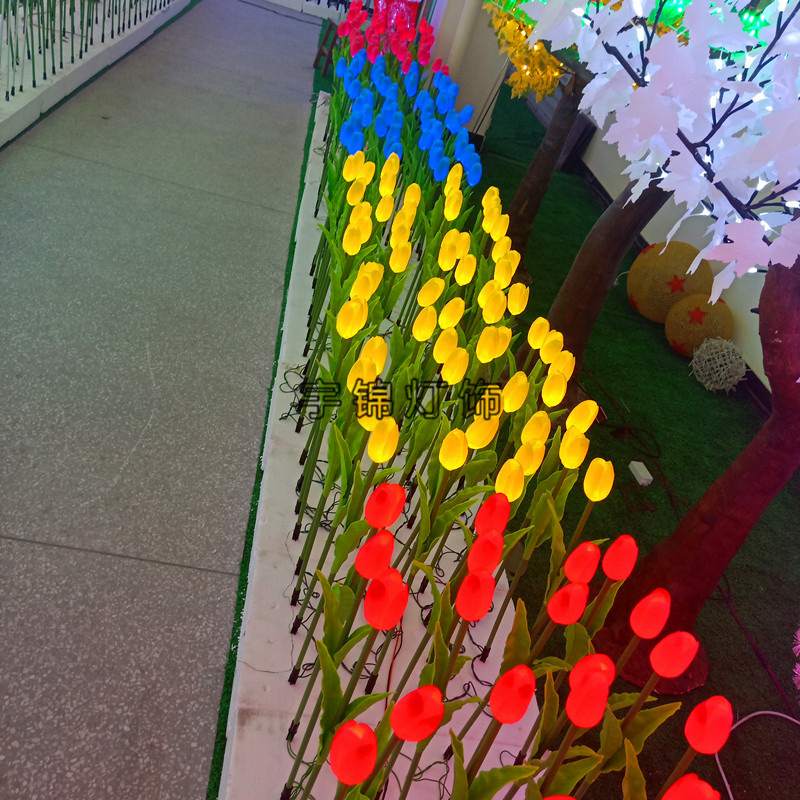 LED仿真郁金香地插花灯户外防水商业美陈 灯光节花海厂家直销