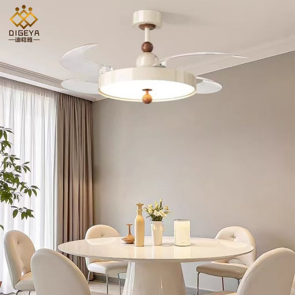 迪格雅现代简约卧室护眼隐形风扇灯奶油风餐厅书房智能变频护眼灯