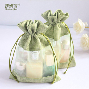 首饰收纳袋网纱束口麻布收纳袋车载香皂香水干花香包透明抽绳网袋
