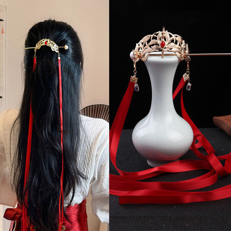 马面裙发带儿童新年发饰发冠发簪古风马尾束发头冠新中式汉服头饰