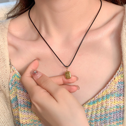 黄金吊坠皮绳蜡绳项链吊坠挂绳颈链锁骨链不掉色黑绳男女替换挂绳