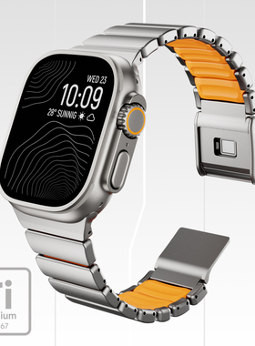 适用AppleWatch Ultra3钛合金属表带S11磁吸S10/9苹果腕带诺曼扣8