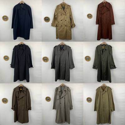 vintage日制古着男女复古英伦休闲港风百搭宽松廓形风衣外套851