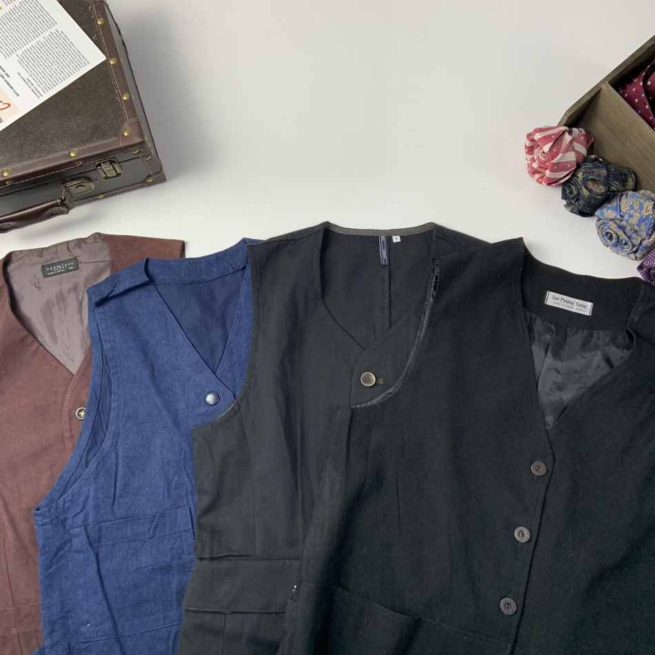vintage古着日制西装马甲羊毛背心马甲休闲文艺港风男女马甲-197