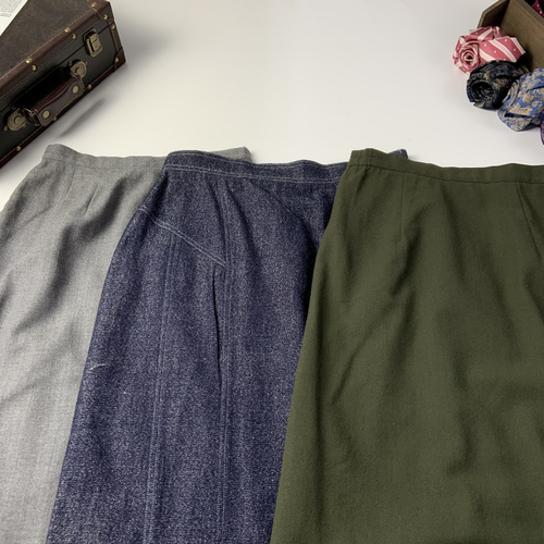 vintage古着日制秋冬毛半裙港风复古文艺纯色简约包臀一步裙-318