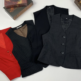 vintage日制古着女西装马甲复古港风女马甲英伦街拍文艺马甲-17