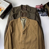vintage古着日制商务粗花呢干练街拍百搭秋冬格纹怀旧西装 西服789