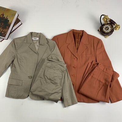 vintage古着日制女士羊毛秋冬套装复古港风气质百搭女西服套装537