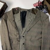 vintage古着日制商务粗花呢干练街拍百搭秋冬格纹欧美西装 西服787