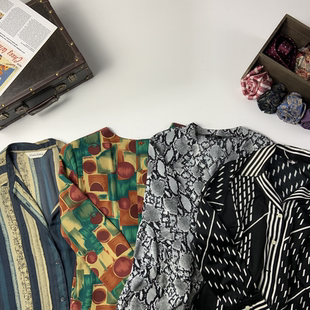 vintage日制古着精美衬衫 255 中古复古几何潮流百搭街拍港风衬衣