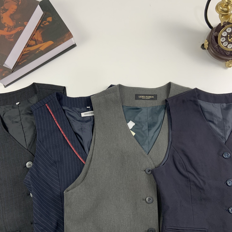 vintage日制古着男女西装马甲羊毛背心马甲学院风软妹马甲-28