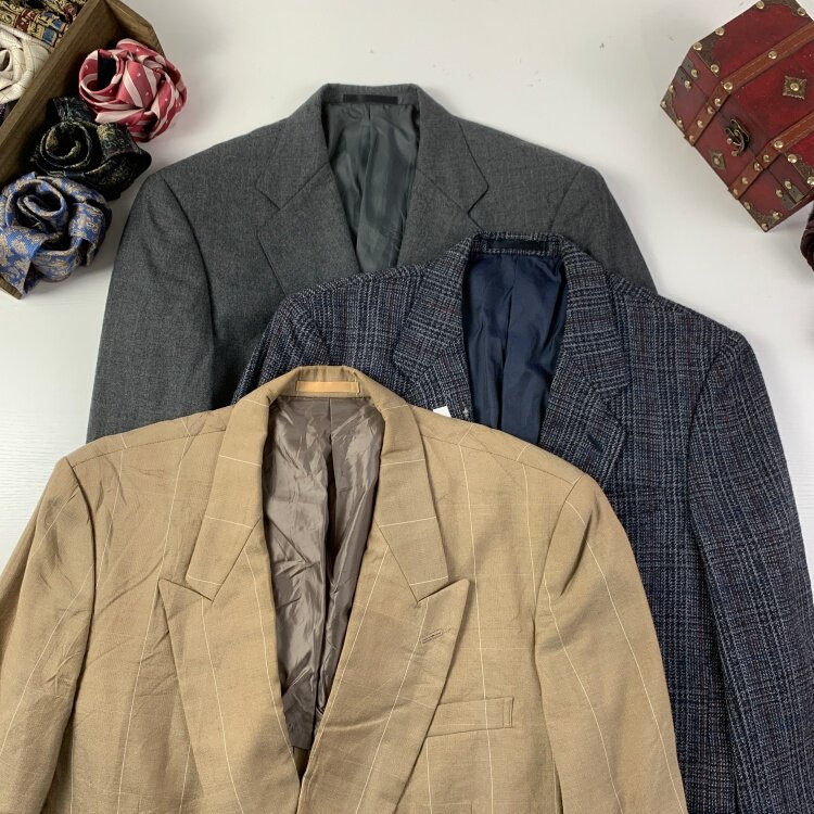 vintage古着日制男女中性西装粗花呢港风复古西服外套瑕疵特价153