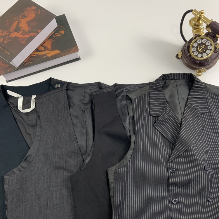 vintage日制古着男女西装马甲学院风格子马甲英伦日系街拍马甲-34