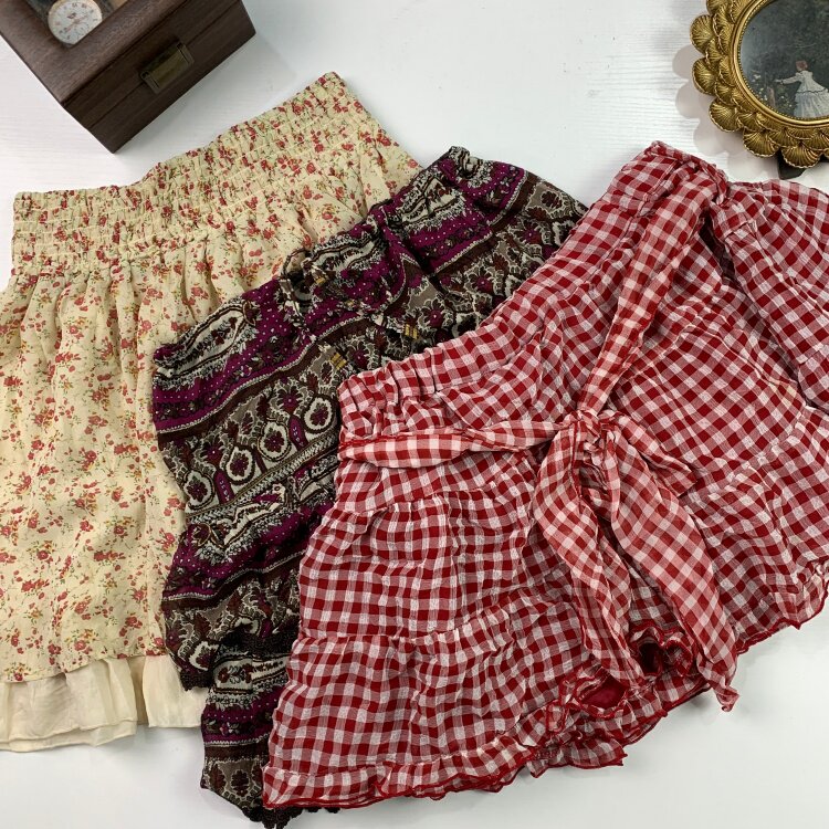 vintage日制古着蛋糕裙古早风少女夏款半身裙甜美软妹元气短裙425
