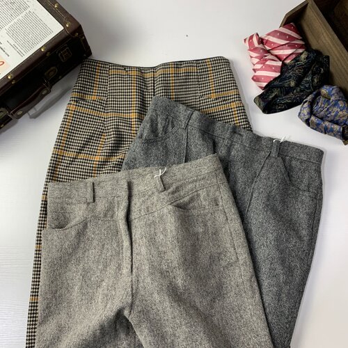 vintage古着日制男士商务英伦正装百搭职业直筒西裤格纹长裤737