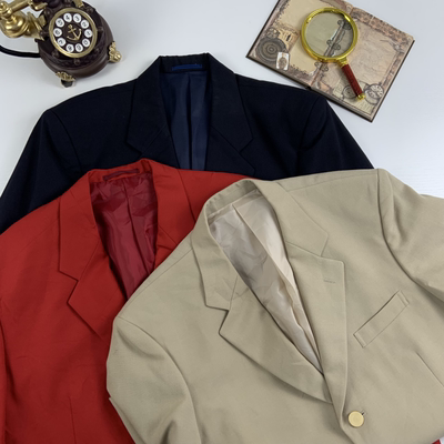 vintage春夏款单排金扣男西服