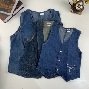 vintage日制古着西装 808 马甲英伦复古痞帅牛仔休闲背心马甲瑕疵款