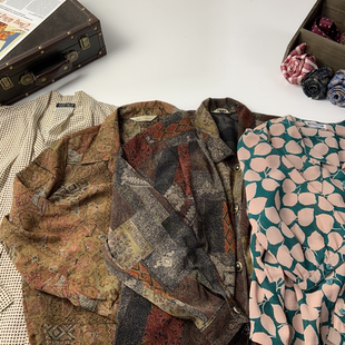 vintage日制古着精美衬衫 263 中古几何民族街拍百搭复古港风衬衣