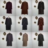 vintage古着日制羊毛连衣裙女士长款 法式 碎花宫廷风秋冬长裙782