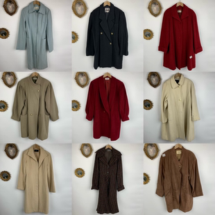 vintage古着欧美羊绒大衣复古秋冬极简宽松阔版 大衣外套496 男女款