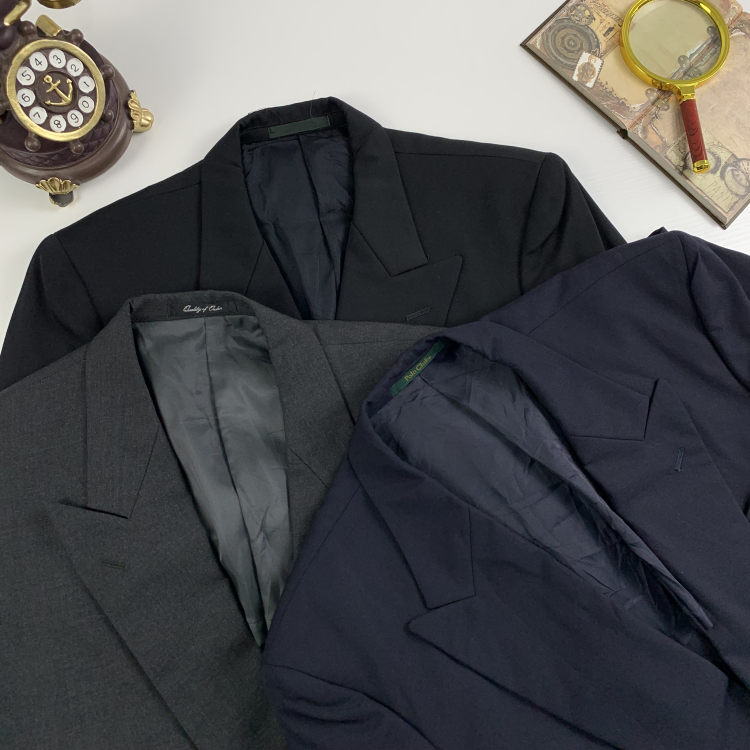 vintage古着日制双排扣戗驳领西装港风复古老钱西服外套-33