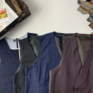 vintage日制古着女马甲棉布童趣马甲格子英伦老钱风文艺马甲