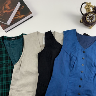 vintage日制古着西装马甲女士休闲马甲复古户外休闲阔版马甲-27