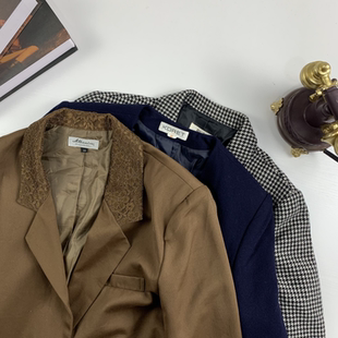 vintage古着日制厚女西女士西装昭和港风复古西服90年代感外套-77