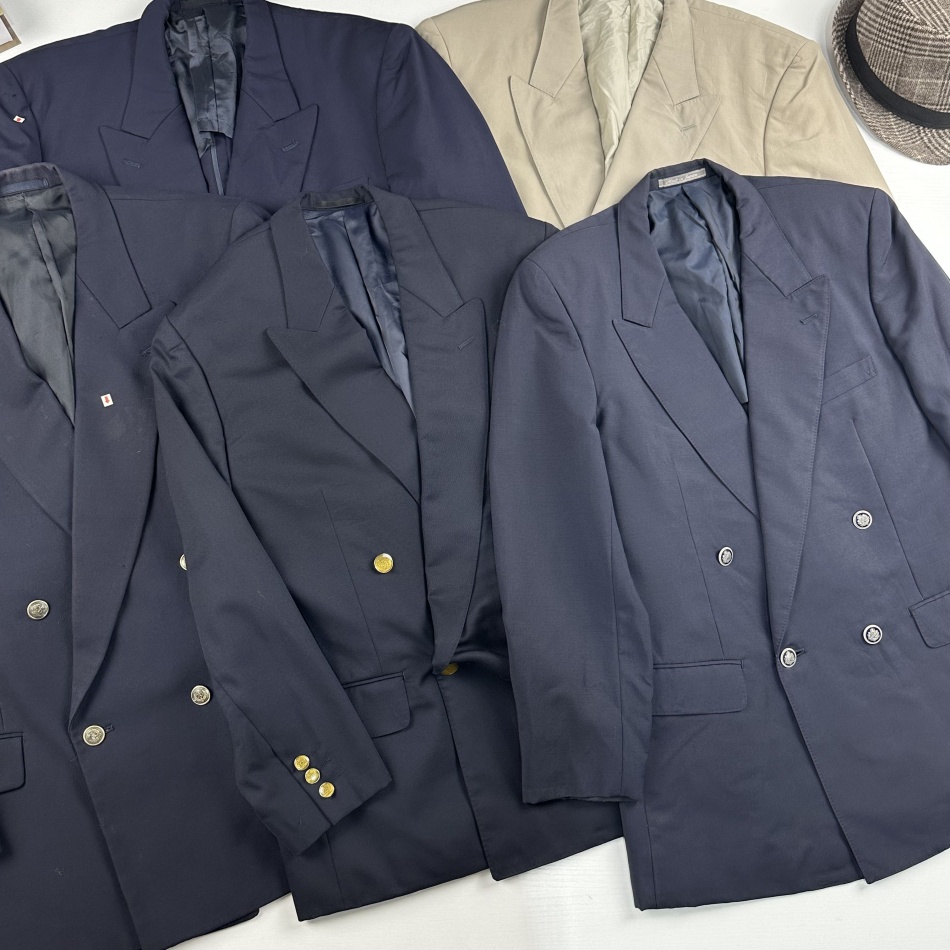 vintage古着日制男女阔版西装复古双排扣金扣日系西服微瑕特价160