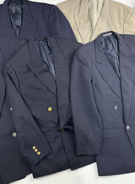 vintage古着日制男女阔版西装复古双排扣金扣日系西服微瑕特价160