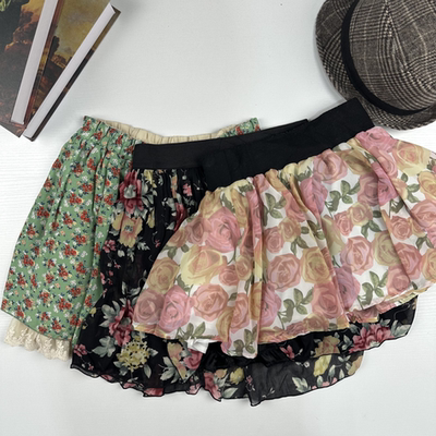 vintage日制古着蛋糕裙古早风少女夏款半身裙可爱青春超短裙-132