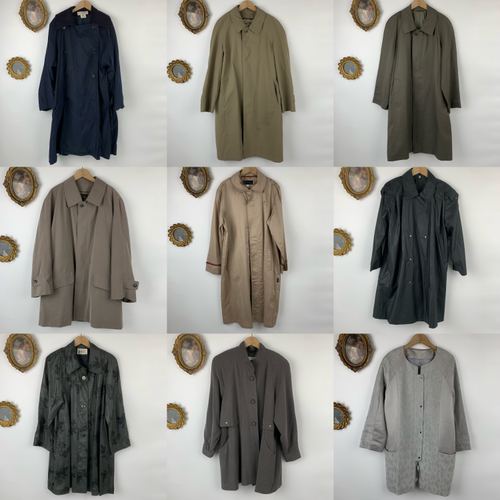vintage古着日制女士长款港风廓形风衣长袖风衣外套慵懒瑕疵款409
