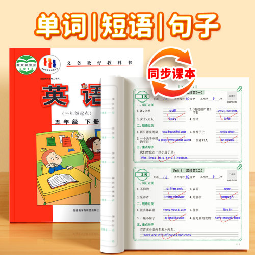 【易蓓】小学英语外研版睡前默写同步三四五六年级上下册课本单词短语句子每日一练