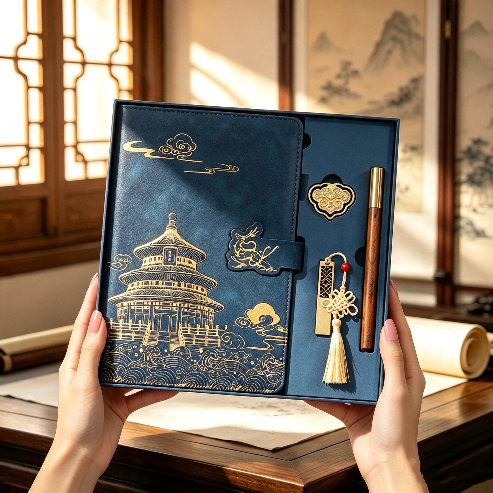 笔记本子新款高级套装礼盒定制可印logo记事本子a5简约中国风2026年高颜值国潮复古教师节送客户领导创意礼品