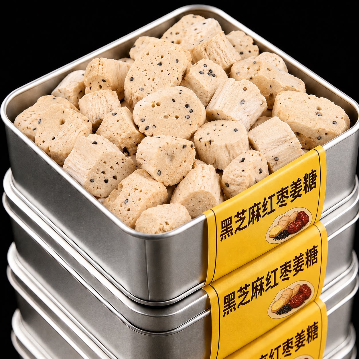 黑芝麻红枣姜糖正宗山东特产手工姜糖生姜汁原味芝麻红枣熬制零食