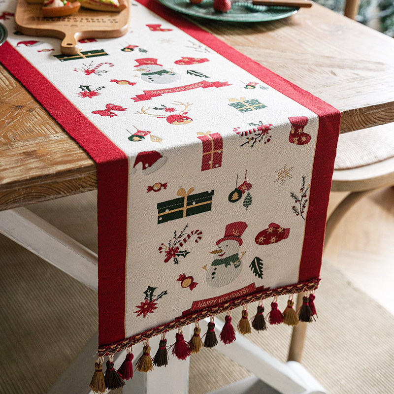 圣诞装饰品桌布圣诞节场景布置氛围感轻奢高端美式高级感茶几桌旗