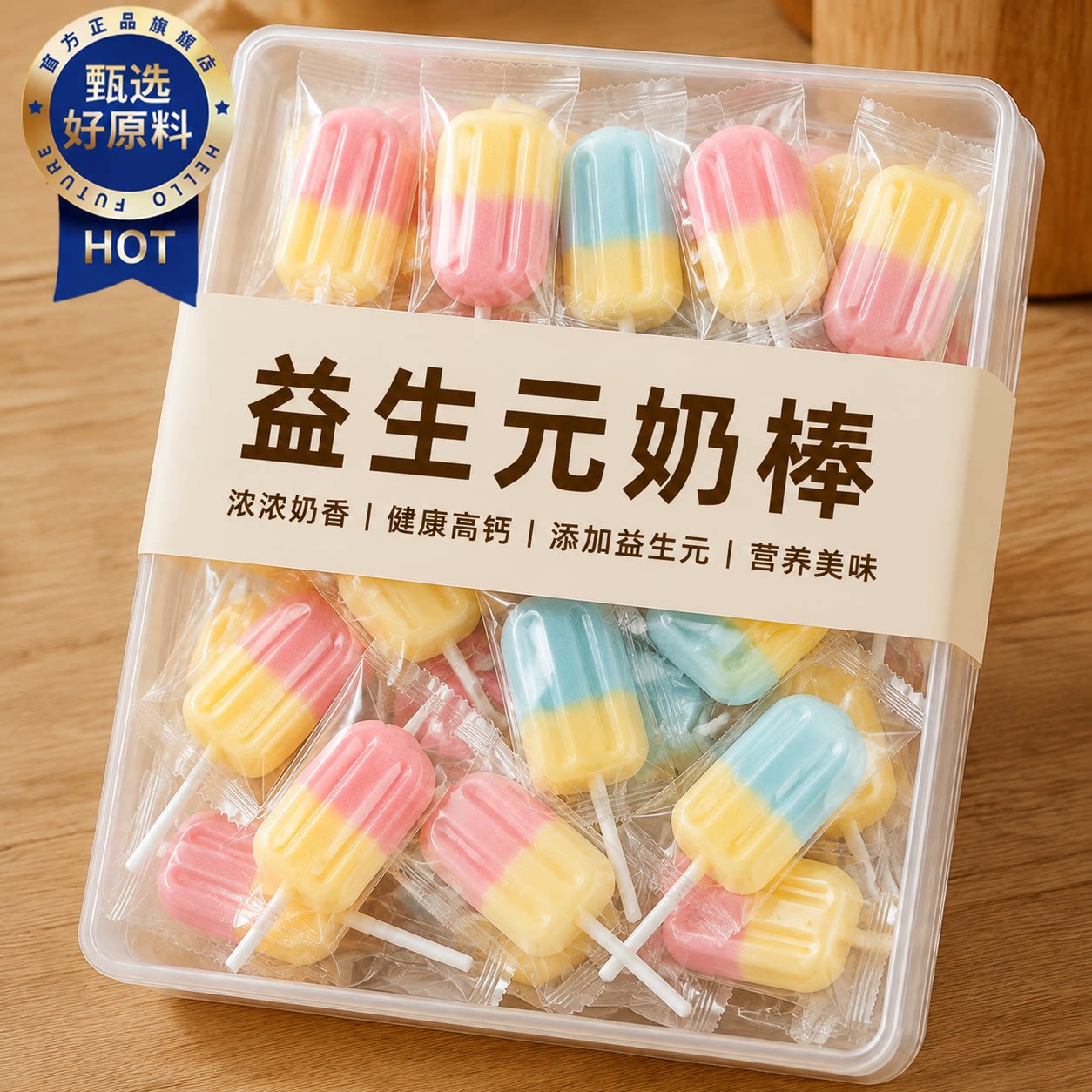 儿童益生元奶棒高钙健康零食奶酪棒独立包装无添加雪糕棒棒糖奶片