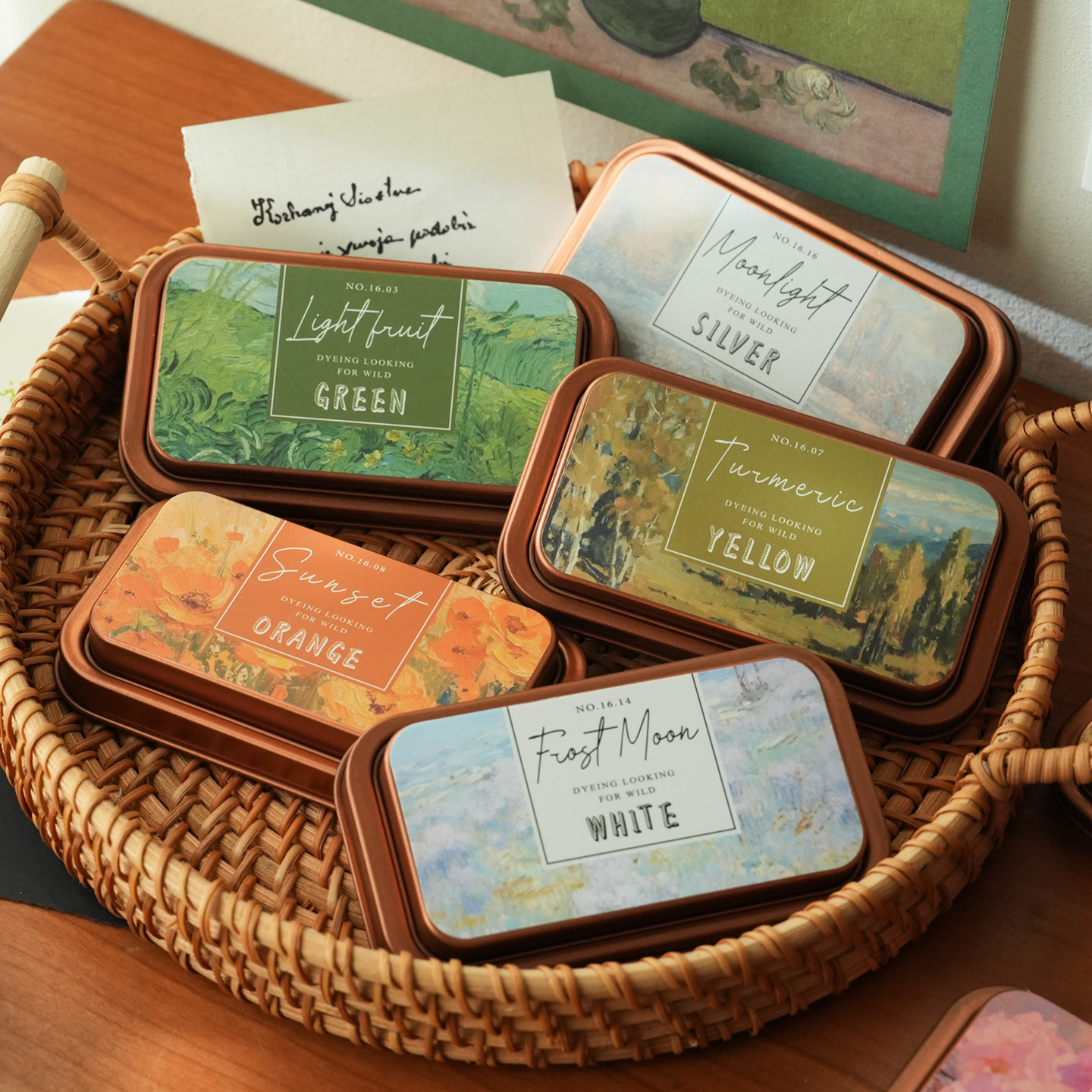 拓染觅野铁盒生态棉手账印泥跨境中性复古印泥印章印泥印台彩色手账印章印泥DIY橡皮工具手指画学生用印台