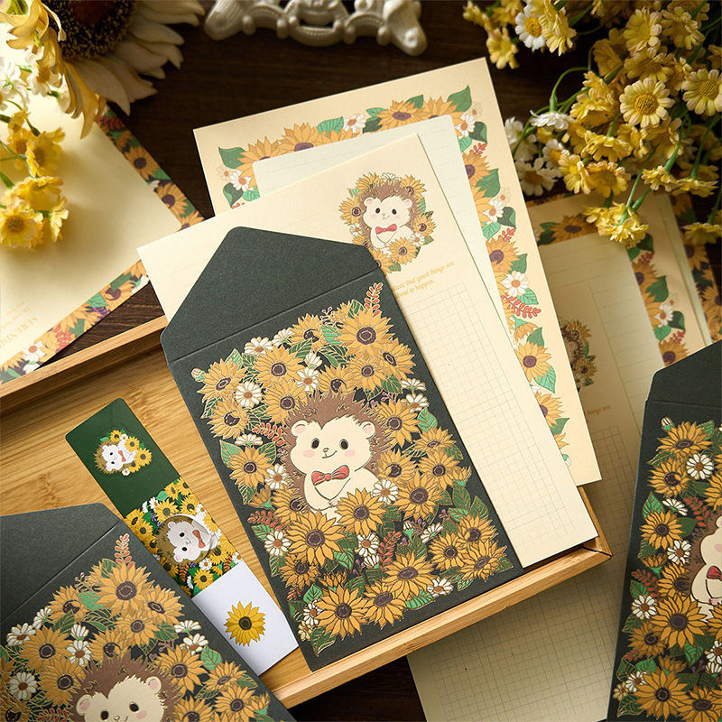 复古烫金信封此间浪漫信纸套装ins清新复古小众花束手写告白情书信笺