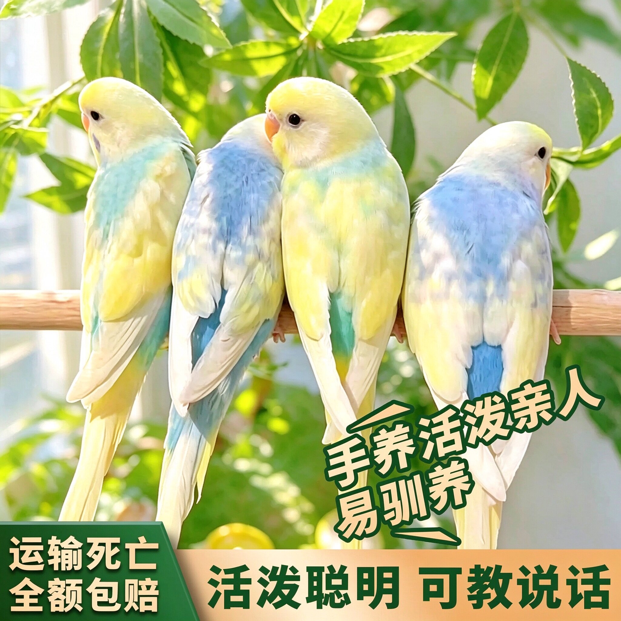 金彩鹦鹉特色虎皮鹦鹉手养宠物小型鹦鹉鹦鹉活体观赏鸟类一公一母